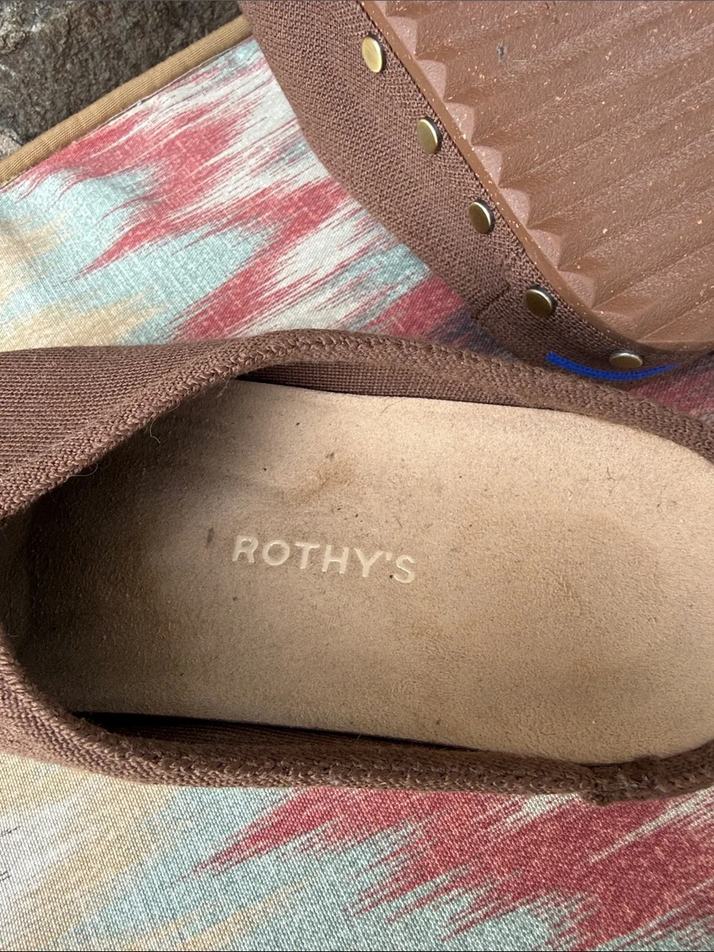 Rothy's Studded Knit Slip-On Mules Clogs in Brown Size W 10/M 9 - Picture 8 of 9